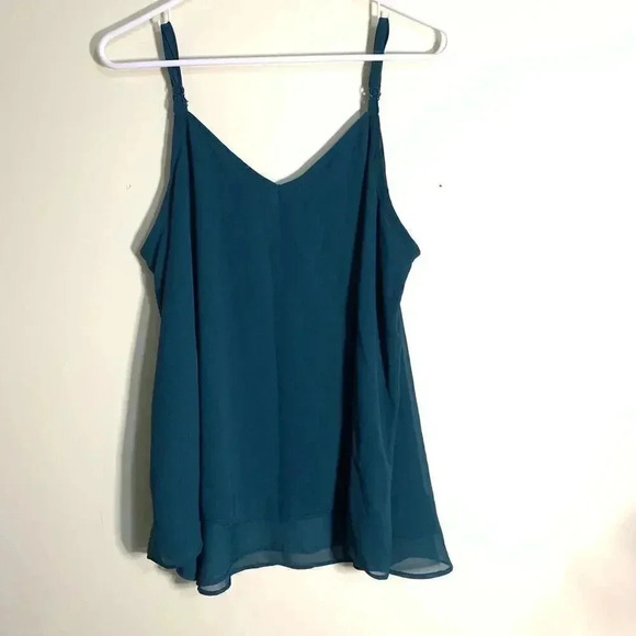 NWT Torrid Deep Teal Chiffon Sequin Cami Sz 00 (10) - Picture 4 of 5